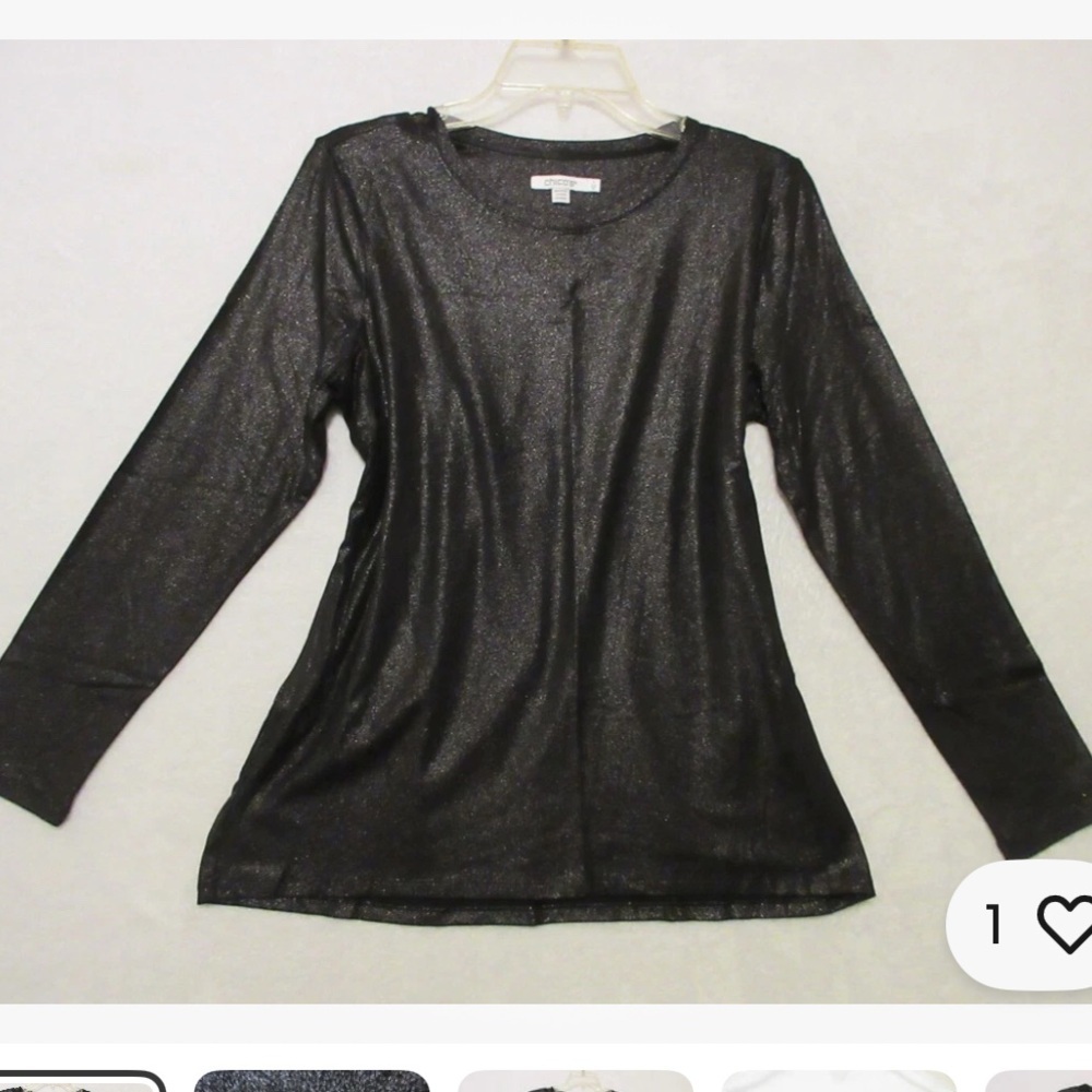 Chico’s long sleeve metallic sheen top in size Large. NWT. (Chicos 3 is 14/16)